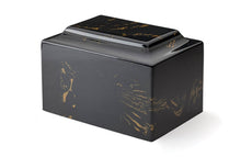 Load image into Gallery viewer, Classic Marble Black & Gold 50 Cubic Inches Cremation Urn For Ashes TSA Approved