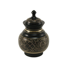 Load image into Gallery viewer, Black Brass Medium Pet Funeral Cremation Urn for Ashes 40 Cubic Inches