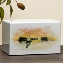 Load image into Gallery viewer, Large/Adult Somerset Sailboat Box Funeral Cremation Urn for Ashes 200 Cubic Inch