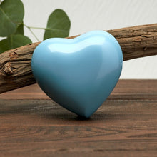 Load image into Gallery viewer, New Brass Pearl Blue Arielle Heart Funeral Cremation Urn w/stand,20 Cubic inches
