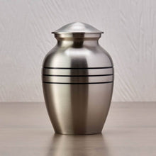 Load image into Gallery viewer, Solid Brass Classic Pewter Color Child/Pet Funeral Cremation Urn, 40 Cubic Inch