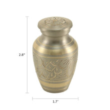 Load image into Gallery viewer, New, Brass Classic Platinum Keepsake Funeral Cremation Urn, 5 Cubic Inches