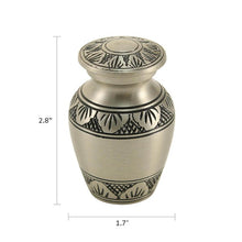 Load image into Gallery viewer, New, Solid Brass Eterna Pewter Keepsake Funeral Cremation Urn, 5 Cubic Inches