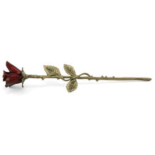 Load image into Gallery viewer, New, Solid Brass Crimson Threaded Rose Keepsake Funeral Cremation Urn For Ashes