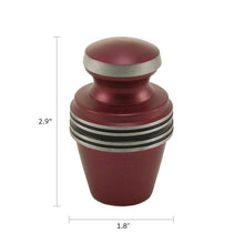 Load image into Gallery viewer, Small/Keepsake 5 Cubic Inch Magenta Aluminum Grecian Funeral Cremation Urn