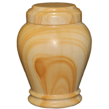 Load image into Gallery viewer, Small/Keepsake 15 Cubic Inch Embrace Teak Marble Funeral Cremation Urn