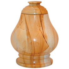 Load image into Gallery viewer, Small/Keepsake 15 Cu. Inch Equator Teak Color Solid Natural Marble Cremation Urn