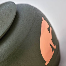 Load image into Gallery viewer, Small/Keepsake Green Brass Silhouette Cat Cremation Urn, 30 cubic inches