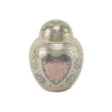 Load image into Gallery viewer, Small Lotus Heart Brass Pet Funeral Cremation Urn for Ashes, 40 Cubic Inches