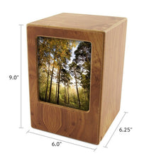Load image into Gallery viewer, Wood Adult 200 Cubic Inch Funeral Cremation Urn for Ashes with photo