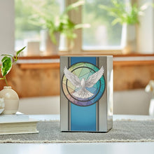 Load image into Gallery viewer, At Peace Memorials Life Canvas Dove Pewter Adult Cremation Urn 200 CI