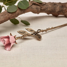 Load image into Gallery viewer, New, Solid Brass Pink Threaded Rose Keepsake Funeral Cremation Urn For Ashes