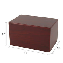 Load image into Gallery viewer, Large Cherry Box Funeral Cremation Urn for Ashes, 125 Cubic Inches