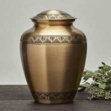 Load image into Gallery viewer, Bronze colored Brass Adult 200 Cubic Inch Funeral Cremation Urn for Ashes