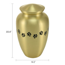 Load image into Gallery viewer, Large/Adult Gold Brass Paw Print Cremation Urn, 195 cubic inches