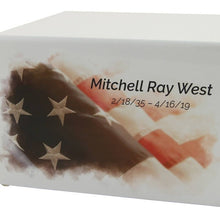 Load image into Gallery viewer, Large/Adult American Flag Box Funeral Cremation Urn for Ashes, 200 Cubic Inches