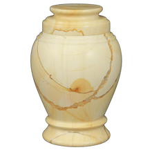 Load image into Gallery viewer, Small/Keepsake 15 Cubic Inch Love Teak Funeral Cremation Urn for Ashes