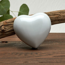 Load image into Gallery viewer, New Brass Pearl White Arielle Heart Funeral Cremation Urn w/stand,20 Cubic inch