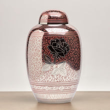 Load image into Gallery viewer, New,Adult Brass Pink Rose Large Funeral Cremation Urn for Ashes,200 Cubic Inches