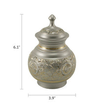 Load image into Gallery viewer, Silver Engraved Extra Small Cremation Urn 25 Cubic Inches