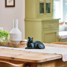 Load image into Gallery viewer, Small/Keepsake Black Cozy Cat Resin Funeral Cremation Urn, 25 Cubic Inches