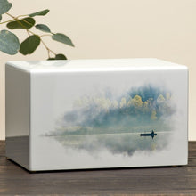 Load image into Gallery viewer, Large/Adult Calm Water Wood Box Funeral Cremation Urn for Ashes 200 Cubic Inches