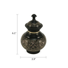 Load image into Gallery viewer, Black Brass Small Pet Funeral Cremation Urn for Ashes 25 Cubic Inches