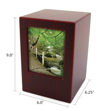 Load image into Gallery viewer, Wood Adult 200 Cubic Inch Funeral Cremation Urn for Ashes with photo