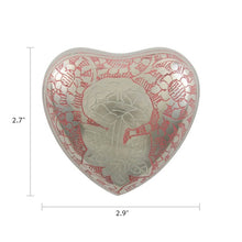 Load image into Gallery viewer, New, Solid Brass Rose Heart Keepsake Funeral Cremation Urn, 3 Cubic Inches