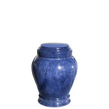 Load image into Gallery viewer, Small/Keepsake 15 Cubic Inch Blue Embrace Funeral Cremation Urn for Ashes