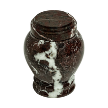 Load image into Gallery viewer, Small/Keepsake 15 Cu. In. Dark Red Zebra Embrace Funeral Cremation Urn for Ashes