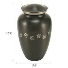 Load image into Gallery viewer, Large/Adult Slate Brass Paw Print Cremation Urn, 195 cubic inches