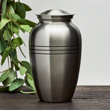 Load image into Gallery viewer, Solid Brass Classic Pewter Color Large Funeral Cremation Urn, 195 Cubic Inches