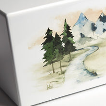 Load image into Gallery viewer, Large/Adult Mountain Stream Wood Box Cremation Urn for Ashes 200 Cubic Inch