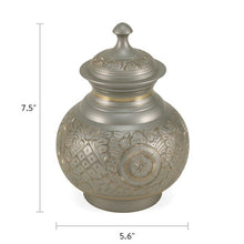 Load image into Gallery viewer, Silver Engraved Large Cremation Urn 70 Cubic Inches