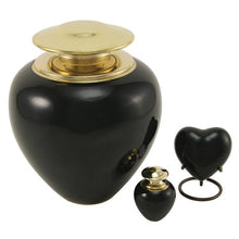 Load image into Gallery viewer, Black Brass Adult 195 Cubic Inch Funeral Cremation Urn for Ashes