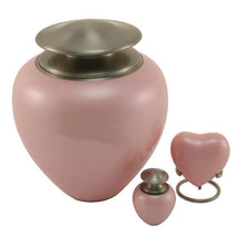 Load image into Gallery viewer, Adult 195 Cubic Inch Brass Pink Funeral Cremation Urn for Ashes