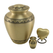 Load image into Gallery viewer, Bronze colored Brass Adult 200 Cubic Inch Funeral Cremation Urn for Ashes