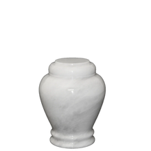 Load image into Gallery viewer, Small/Keepsake 15 Cubic Inches Embrace Antique White Marble Funeral Cremation Urn