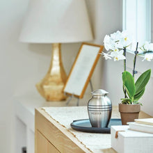 Load image into Gallery viewer, Solid Brass Classic Pewter Color Child/Pet Funeral Cremation Urn, 40 Cubic Inch