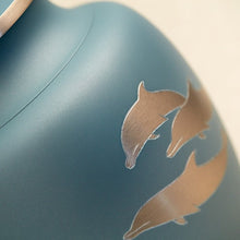Load image into Gallery viewer, Adult 200 Cubic Inch Dolphin Brass Turquoise Blue Funeral Cremation Urn