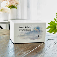 Load image into Gallery viewer, Large/Adult Calm Water Wood Box Funeral Cremation Urn for Ashes 200 Cubic Inches