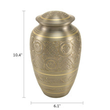 Load image into Gallery viewer, New, Solid Brass Classic Platinum Large Funeral Cremation Urn, 190 Cubic Inches