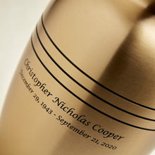 Load image into Gallery viewer, New, Solid Brass Classic Bronze Large Funeral Cremation Urn, 195 Cubic Inches