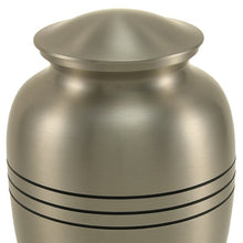 Load image into Gallery viewer, Solid Brass Classic Pewter Color Large Funeral Cremation Urn, 195 Cubic Inches