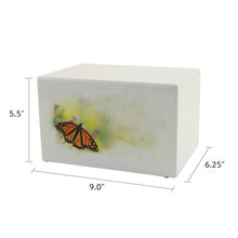 Load image into Gallery viewer, Large/Adult Somerset Butterfly Funeral Cremation Urn for Ashes, 200 Cubic Inches
