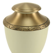 Load image into Gallery viewer, Adult Aluminum & Brass White Funeral Cremation Urn for Ashes, 200 Cubic Inches