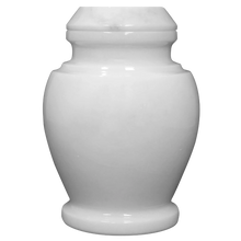 Load image into Gallery viewer, Small/Keepsake 15 Cubic Inch Carpel Antique White Marble Funeral Cremation Urn