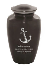 Load image into Gallery viewer, Large/Adult 200 Cubic Inch Custom Engraved Grey Metal Anchor Funeral Cremation Urn