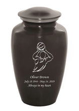Load image into Gallery viewer, Large/Adult 200 Cubic Inch Custom Engraved Grey Metal Basketball Cremation Urn
